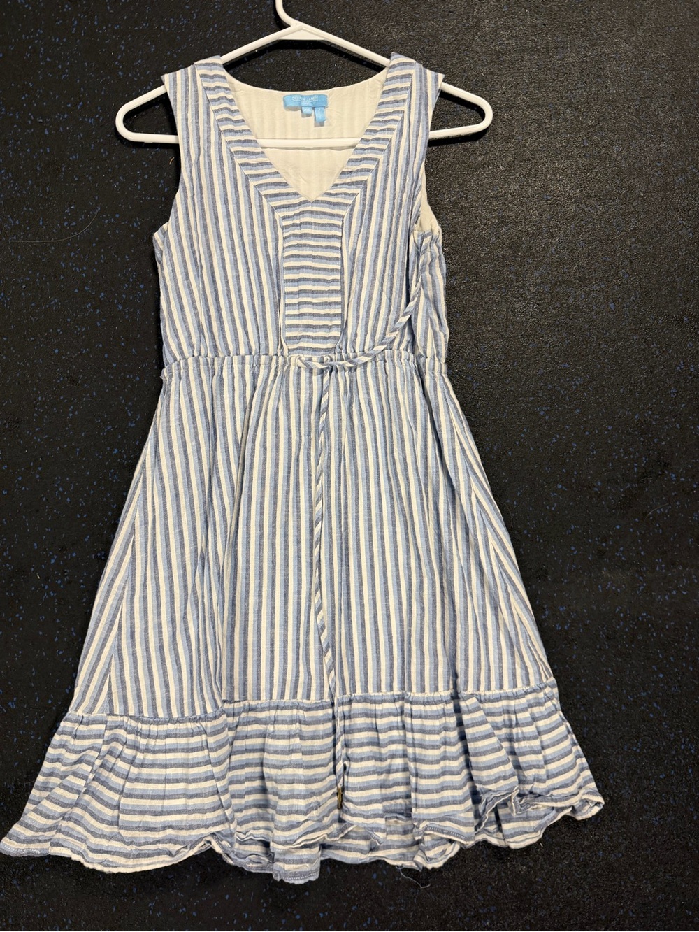 Draper James Blue and White Striped Sleeveless Dress
